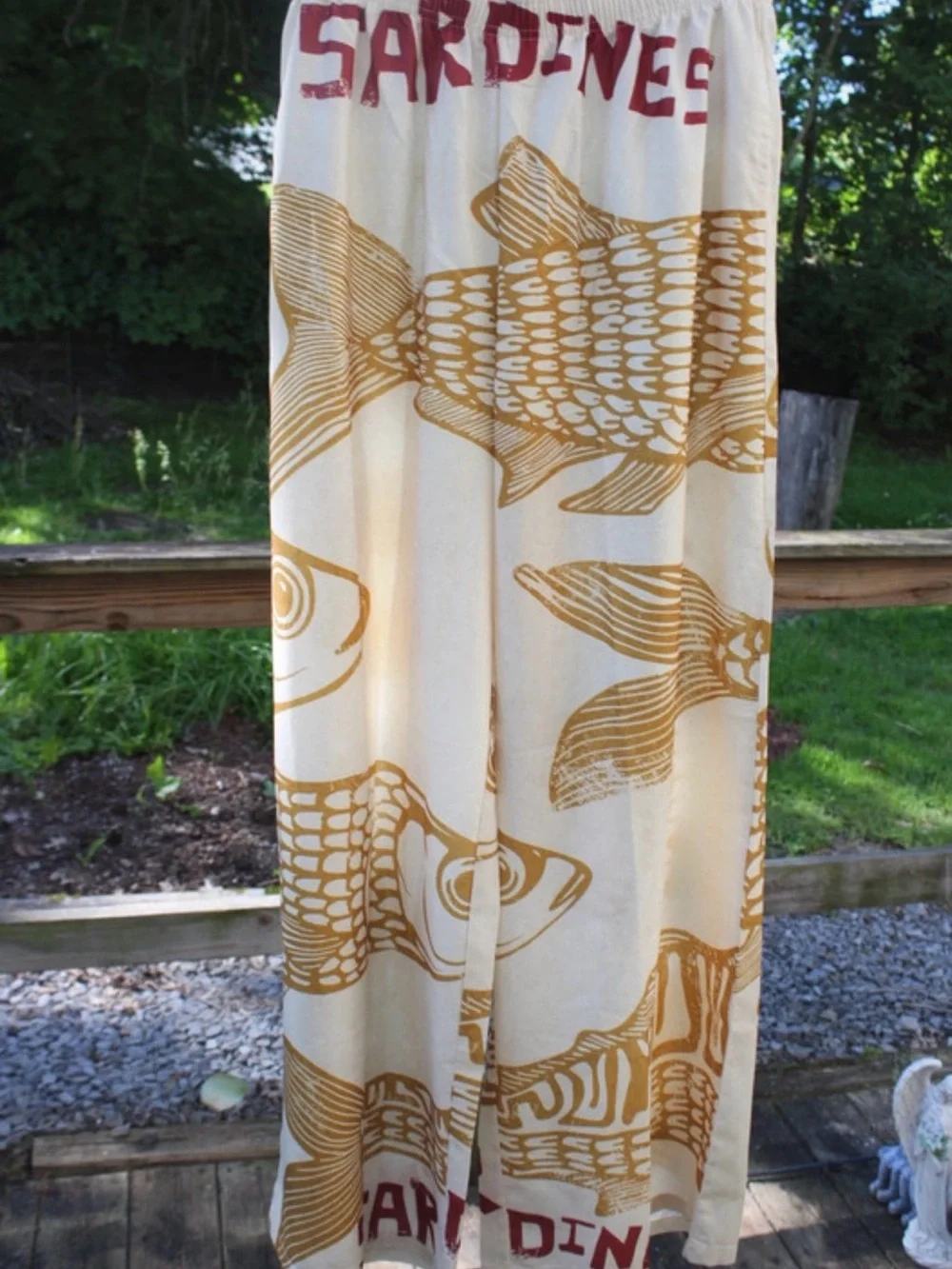 Sardines Fish Print Wide Leg Pants | Size XL (Fits Like L)